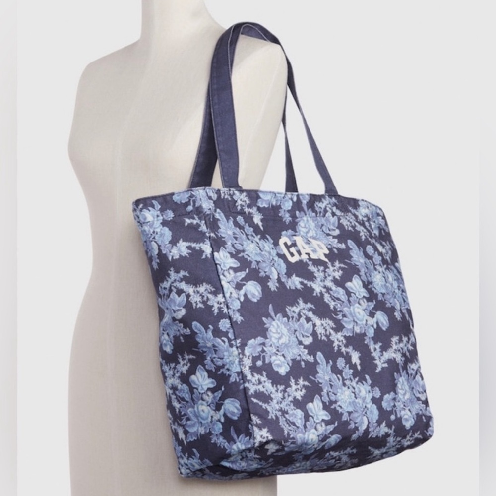 NWT GAP X LoveShackFancy Indigo Floral Tote Bag
